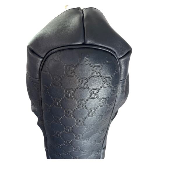 Gucci Sukey Guccissima Navy Leather Shoulder Tote Bag Gold Hardware GG Charm - Picture 14 of 16